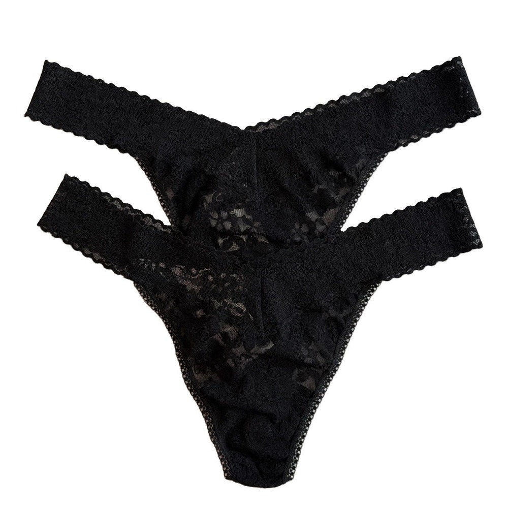 Hanky Panky Daily Lace Plus Original Rise Thong Black OS 14-24 NWT 2 Pack